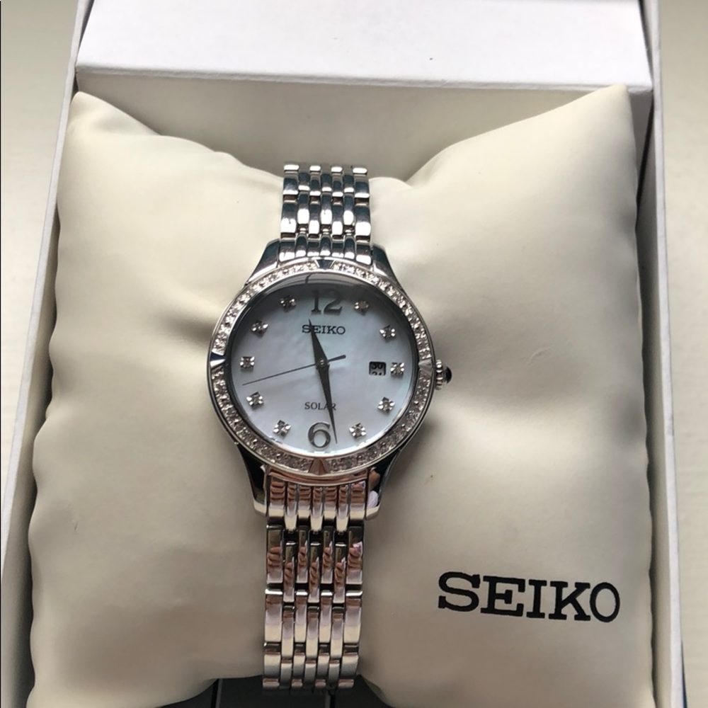 Seiko Silver Women’s Watch with Diamonds